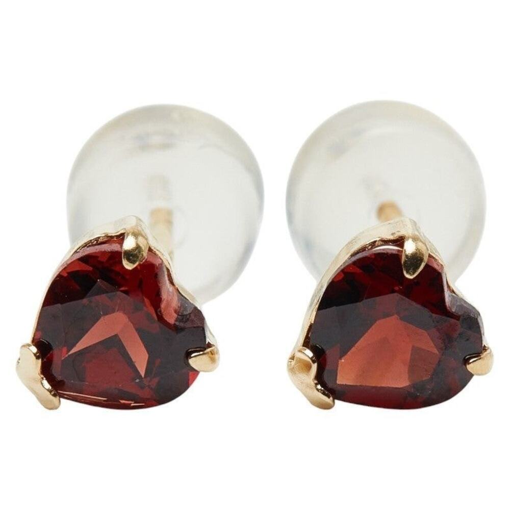 Unbranded Garnet Drop 18K Yellow Gold Pierced Earrings Gold